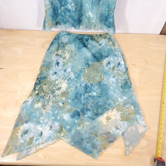Vtg Fairy Floral 2 Piece Top & Skirt Set Sz 14P Petites Miss Dorby Earthy Elf - Picture 7 of 15